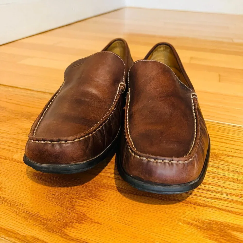Men's ECCO Brown Leather Loafers Size 42 US 8.5